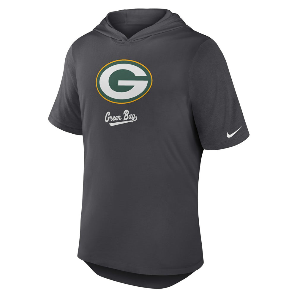 Green Bay Packers Tri-Blend Performance Hoodie T-Shirt Anthracite | Nike for Sale