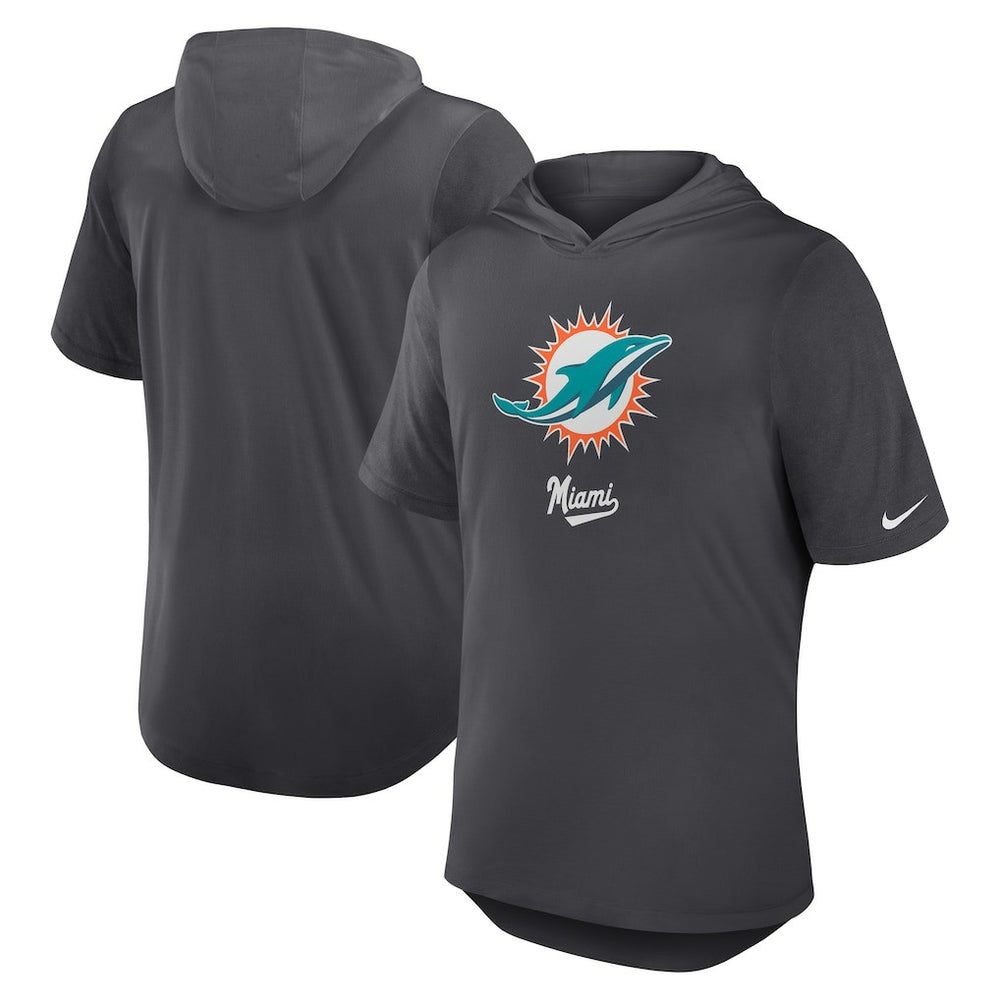 Miami Dolphins Tri-Blend Performance Hoodie T-Shirt Anthracite | Nike for Sale