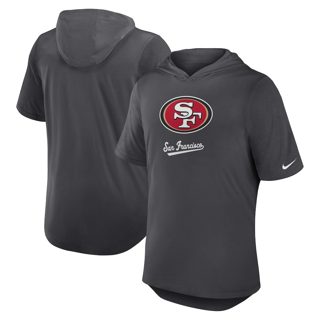 San Francisco 49ers Tri-Blend Performance Hoodie T-Shirt Anthracite | Nike for Sale