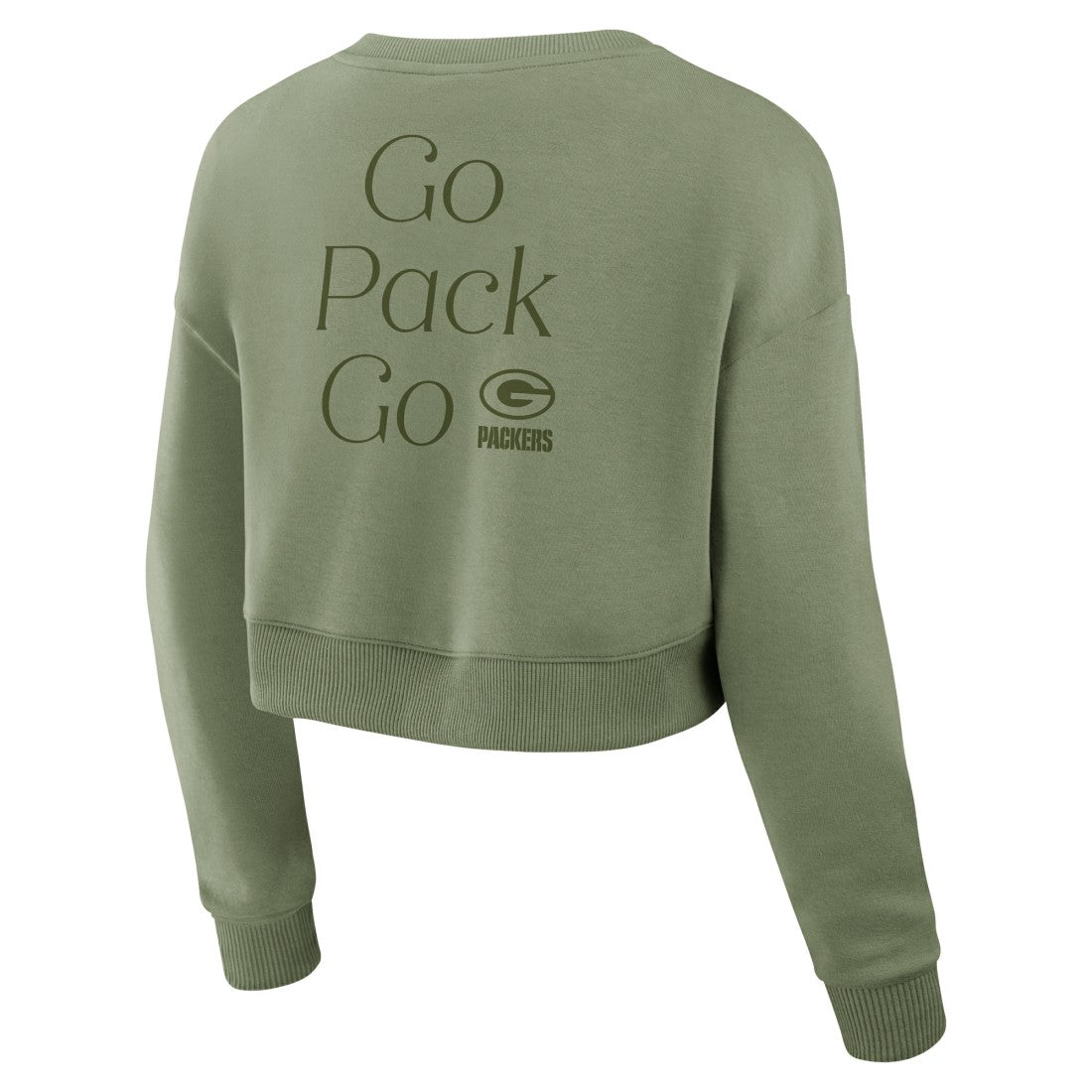 Green Bay Packers Women's Studio Tri-Blend Cropped Pullover Sweatshirt Olive | Fanatics