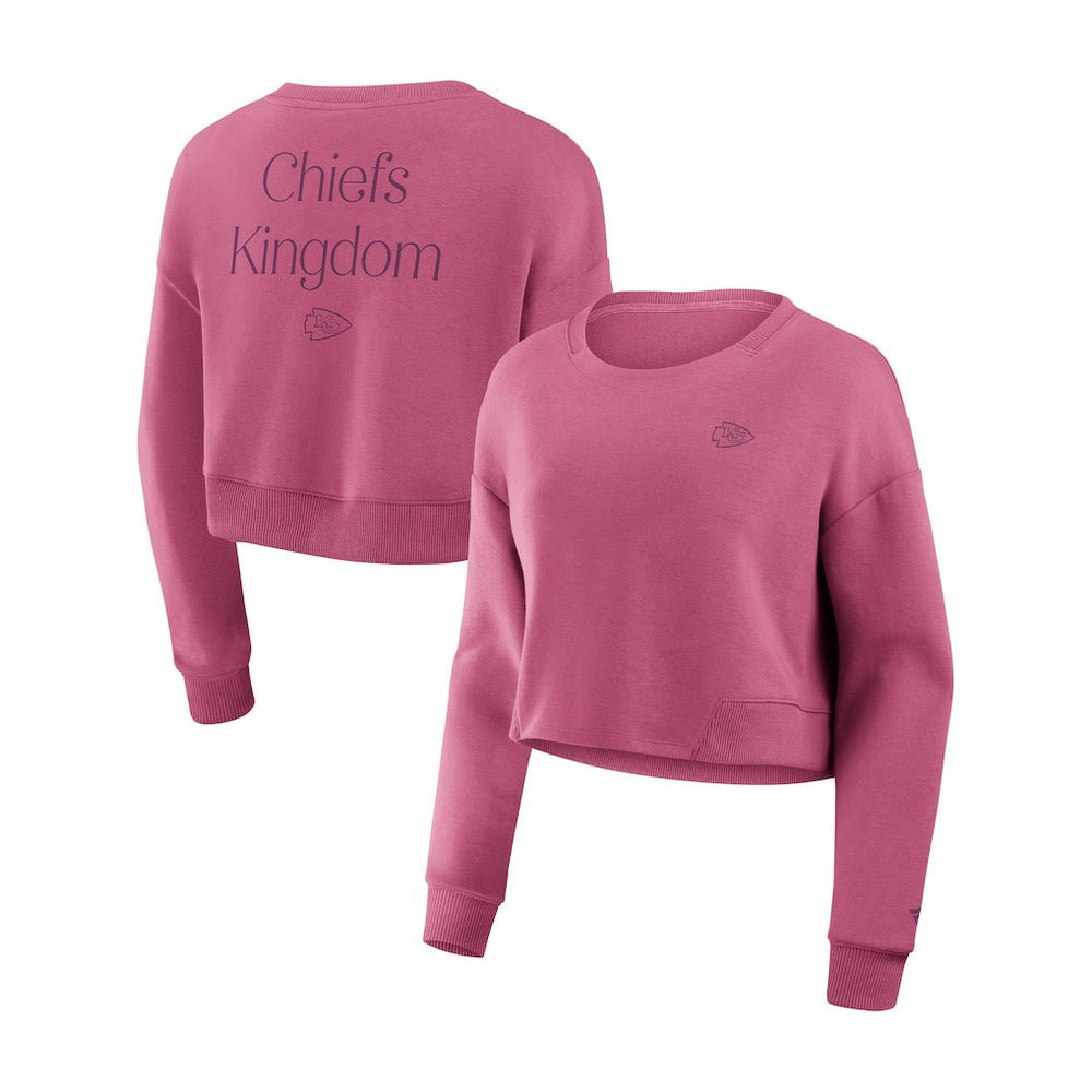 Kansas City Chiefs Women's Studio Tri-Blend Cropped Pullover Sweatshirt Pink | Fanatics