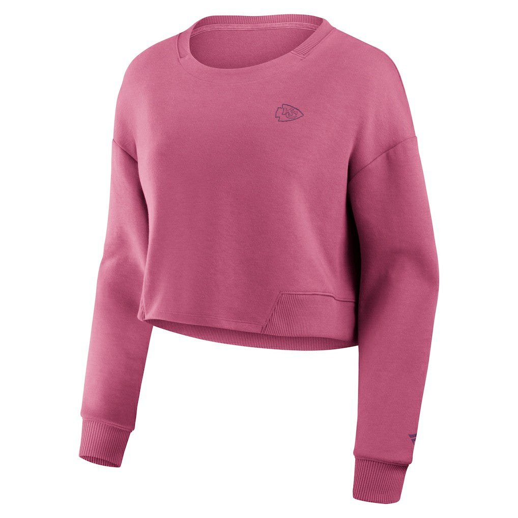 Kansas City Chiefs Women's Studio Tri-Blend Cropped Pullover Sweatshirt Pink | Fanatics