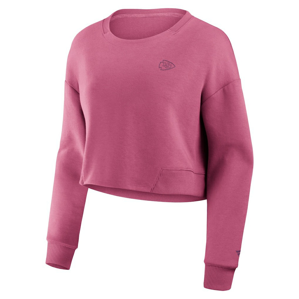 Kansas City Chiefs Women's Studio Tri-Blend Cropped Pullover Sweatshirt Pink | Fanatics