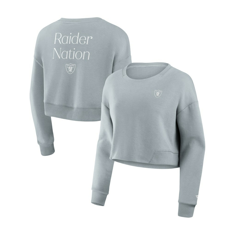 Las Vegas Raiders Women's Studio Tri-Blend Cropped Pullover Sweatshirt Gray | Fanatics