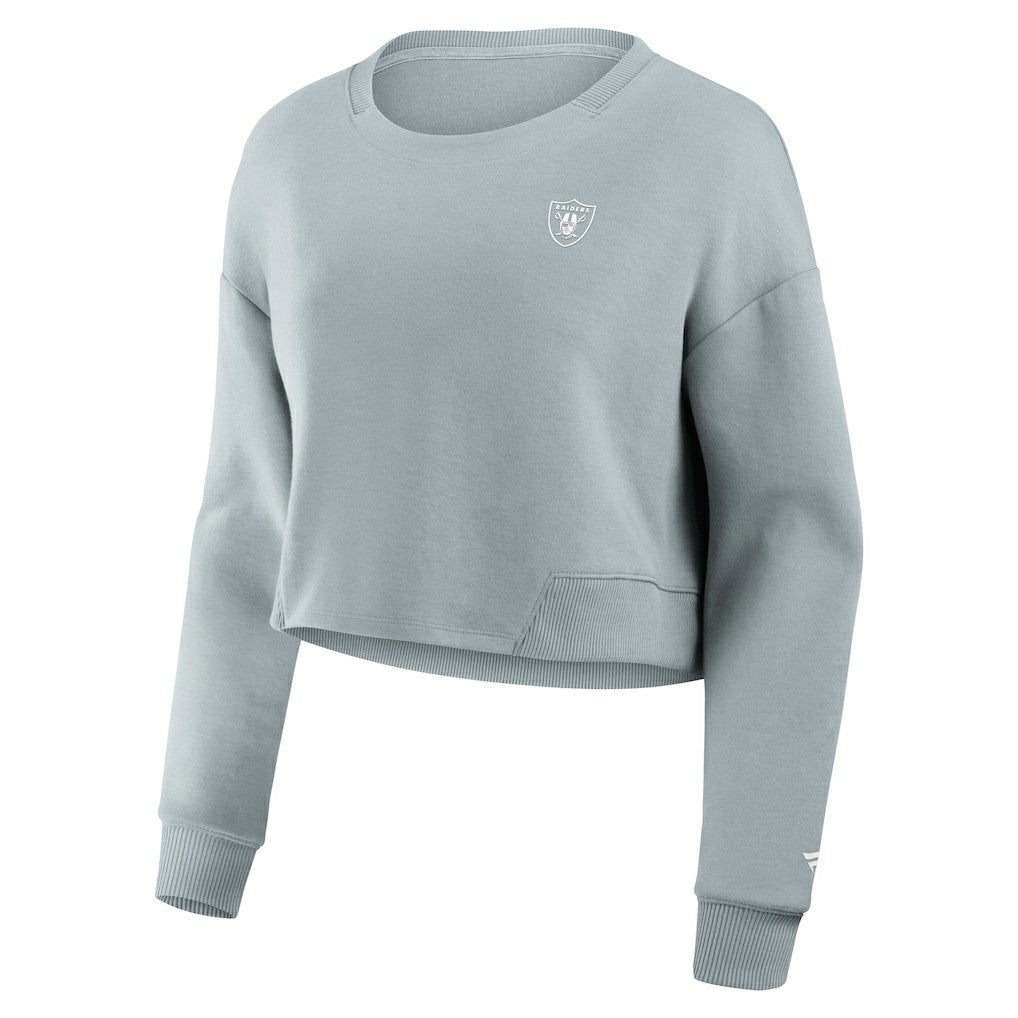 Las Vegas Raiders Women's Studio Tri-Blend Cropped Pullover Sweatshirt Gray | Fanatics
