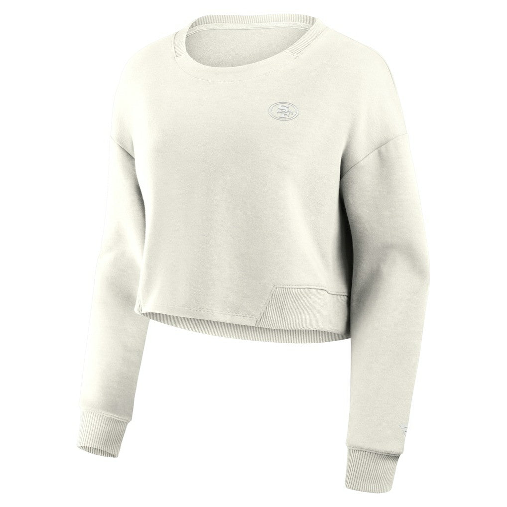 San Francisco 49ers Women's Studio Tri-Blend Cropped Pullover Sweatshirt Cream | Fanatics