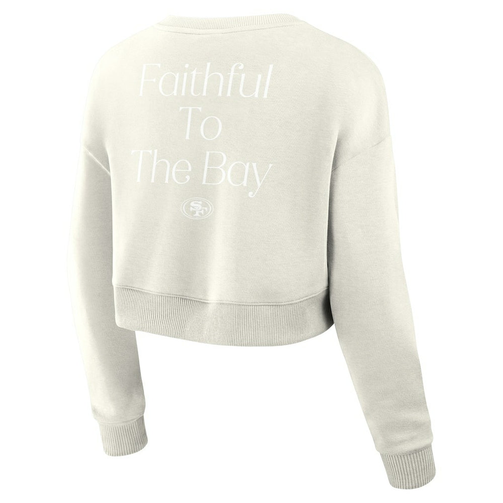 San Francisco 49ers Women's Studio Tri-Blend Cropped Pullover Sweatshirt Cream | Fanatics