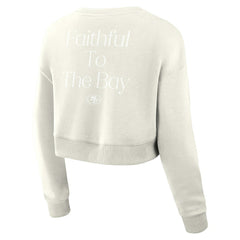 San Francisco 49ers Women's Studio Tri-Blend Cropped Pullover Sweatshirt Cream | Fanatics