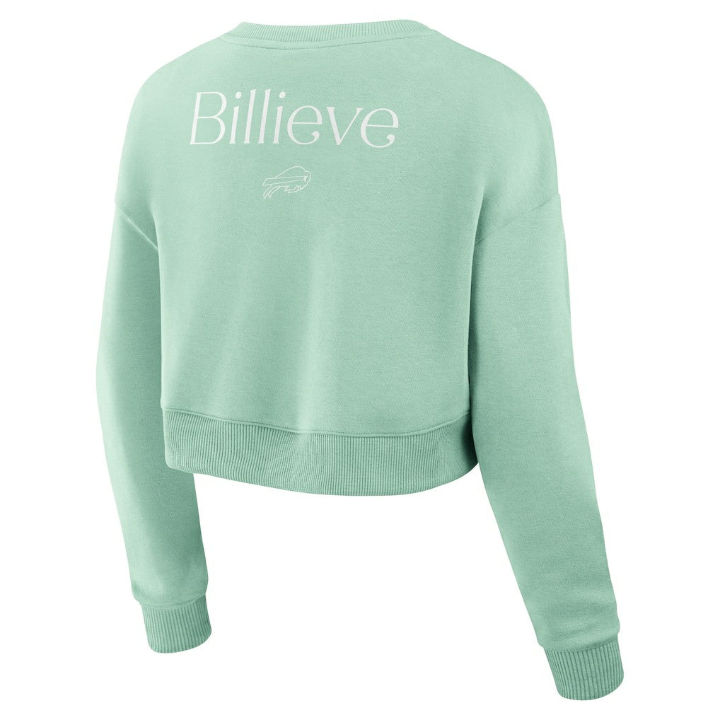 Buffalo Bills Women's Studio Tri-Blend Cropped Pullover Sweatshirt Mint | Fanatics