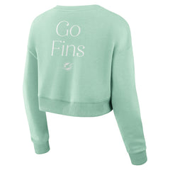 Miami Dolphins Women's Studio Tri-Blend Cropped Pullover Sweatshirt Mint | Fanatics