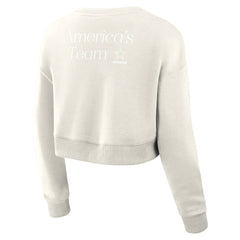 Dallas Cowboys Women's Studio Tri-Blend Cropped Pullover Sweatshirt Cream | Fanatics