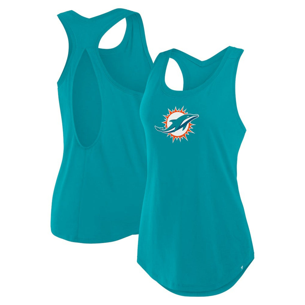 Miami Dolphins Women's Iron Fan Tank Top Aqua | Fanatics