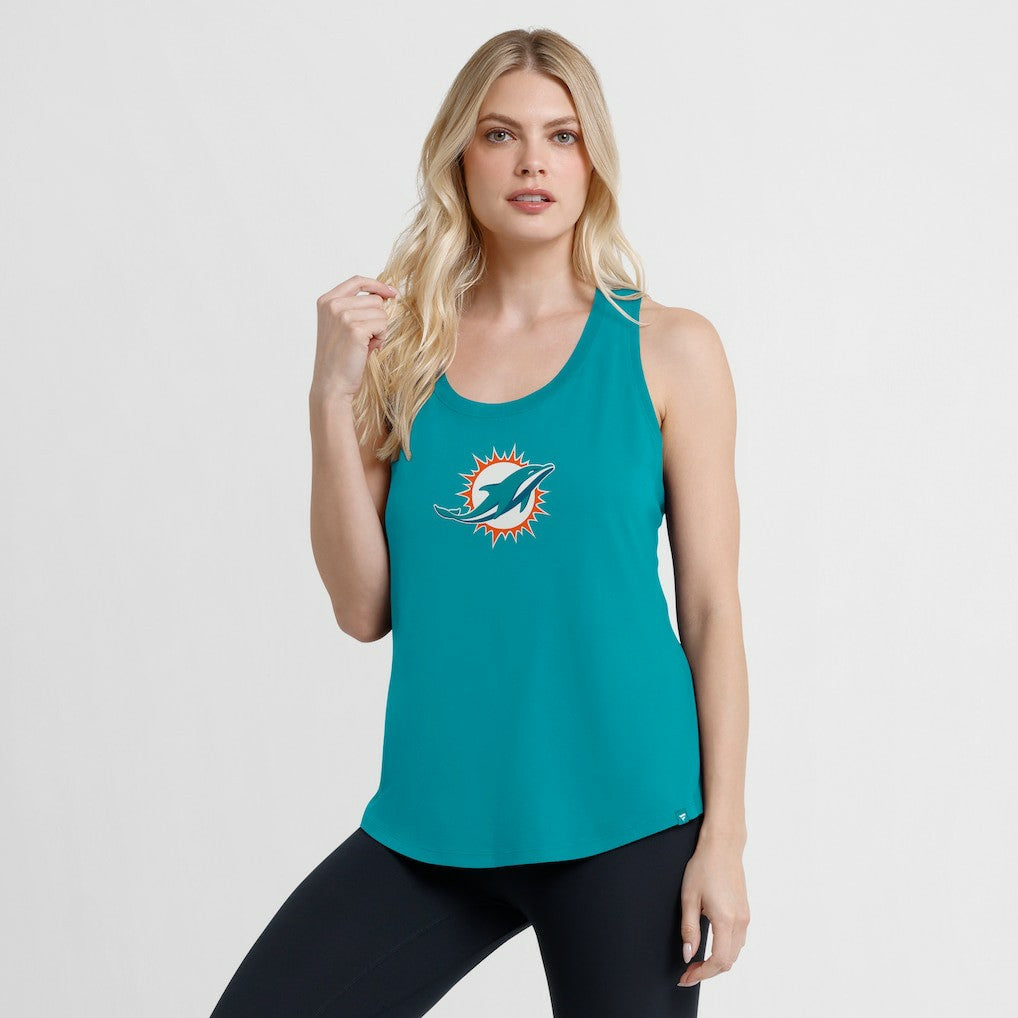 Miami Dolphins Women's Iron Fan Tank Top Aqua | Fanatics
