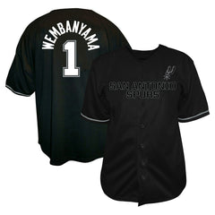 Victor Wembanyama San Antonio Spurs Profile Big & Tall Name & Number Button-Up Jersey Black - NBA