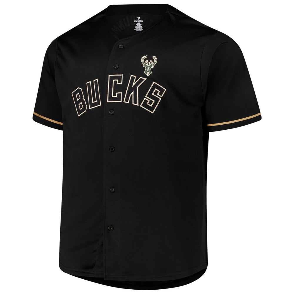 Giannis Antetokounmpo Milwaukee Bucks Profile Big & Tall Name & Number Button-Up Jersey Black - NBA