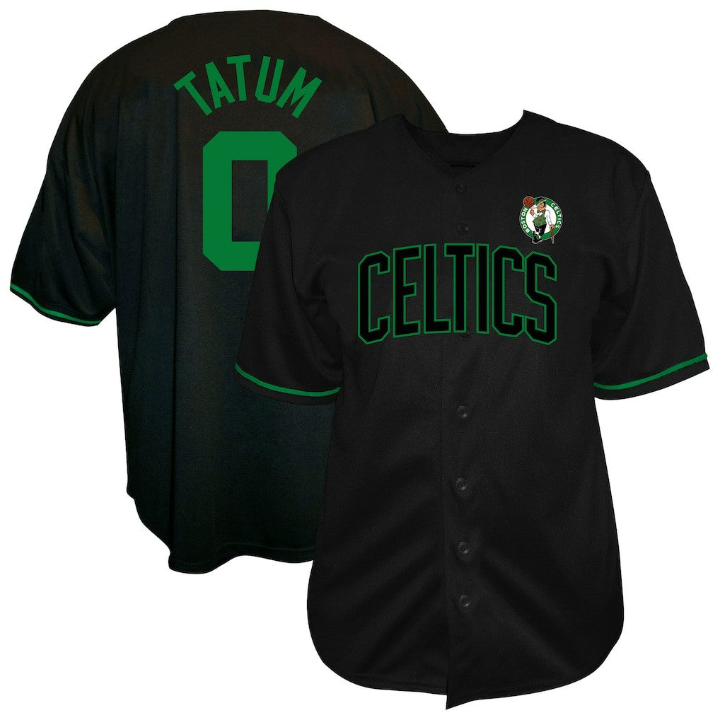 Jayson Tatum Boston Celtics Profile Big & Tall Name & Number Button-Up Jersey Black - NBA