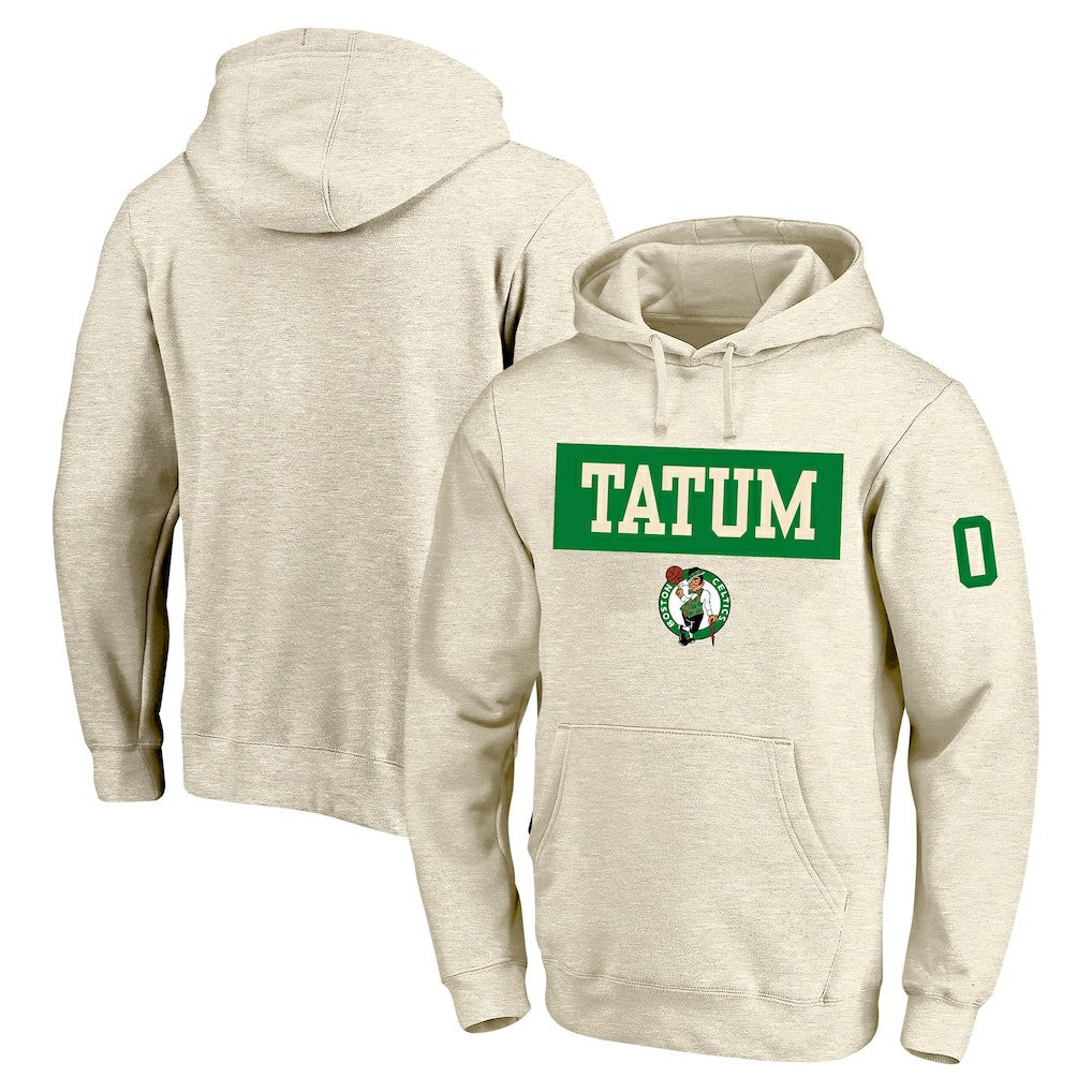 Jayson Tatum Boston Celtics Profile Big & Tall Player Double Face Tri-Blend Pullover Hoodie Cream - NBA