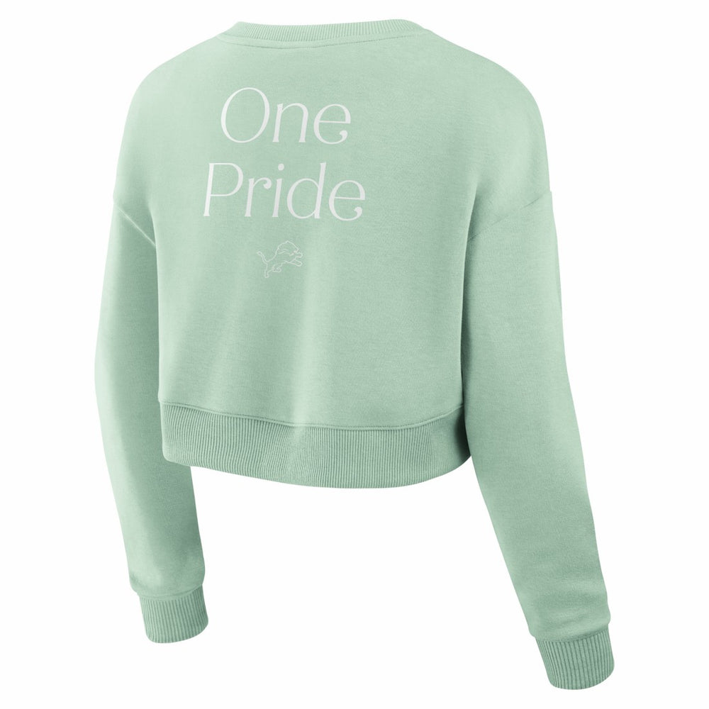 Detroit Lions Women's Studio Tri-Blend Cropped Pullover Sweatshirt Mint | Fanatics