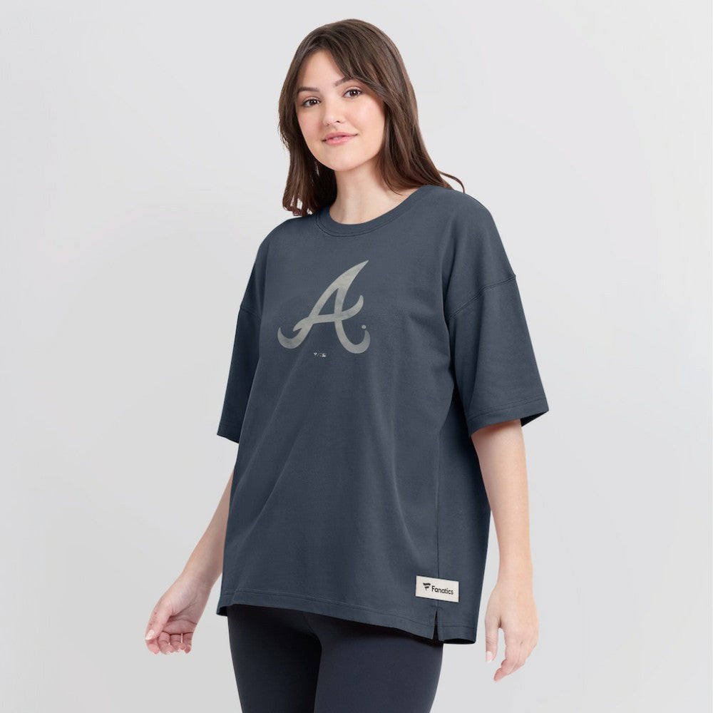 Atlanta Braves Fanatics Women's Oversized Elements Raw Edge Future Ground T-Shirt - MLB