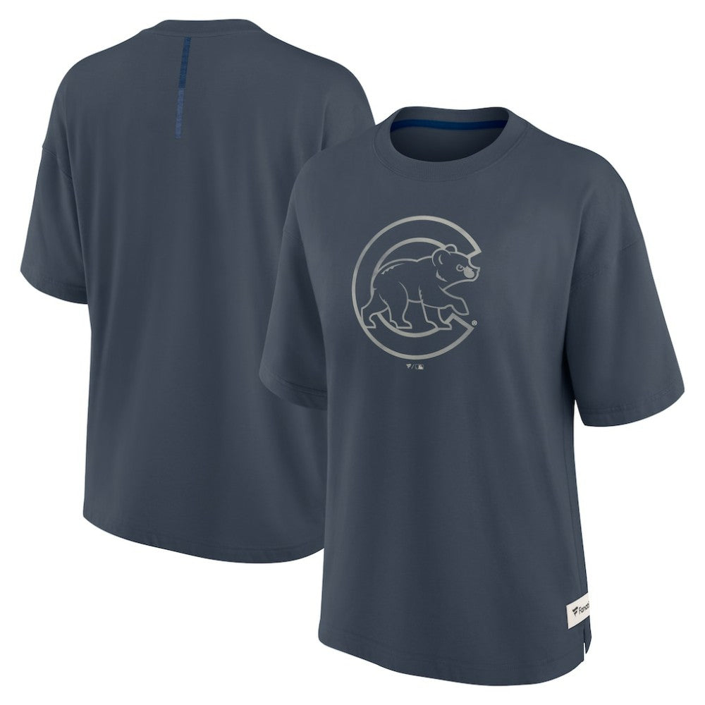 Chicago Cubs Fanatics Women's Oversized Elements Raw Edge Future Ground T-Shirt - MLB