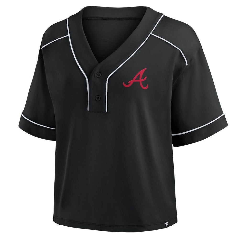 Atlanta Braves Fanatics Women's Oversized Champ Game Cropped  V-Neck T-Shirt - MLB