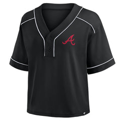 Atlanta Braves Fanatics Women's Oversized Champ Game Cropped  V-Neck T-Shirt - MLB