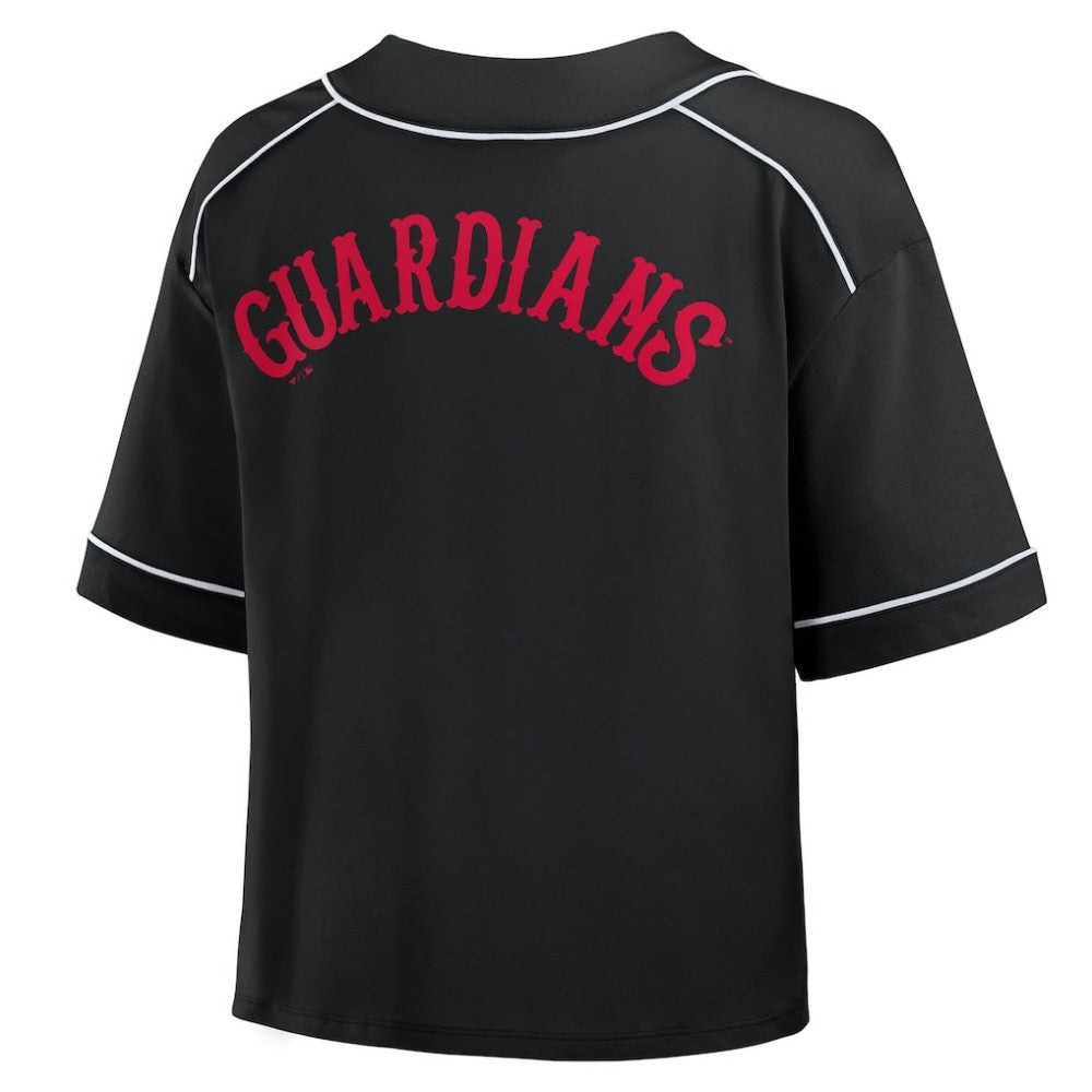Cleveland Guardians Fanatics Women's Oversized Champ Game Cropped  V-Neck T-Shirt - MLB