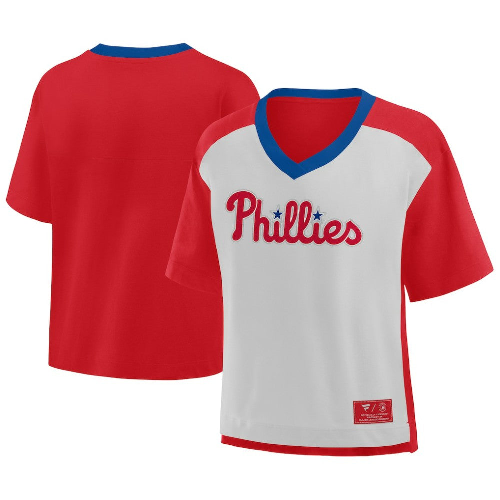 Philadelphia Phillies Fanatics Oversized Race To Win V-Neck T-Shirt - MLB