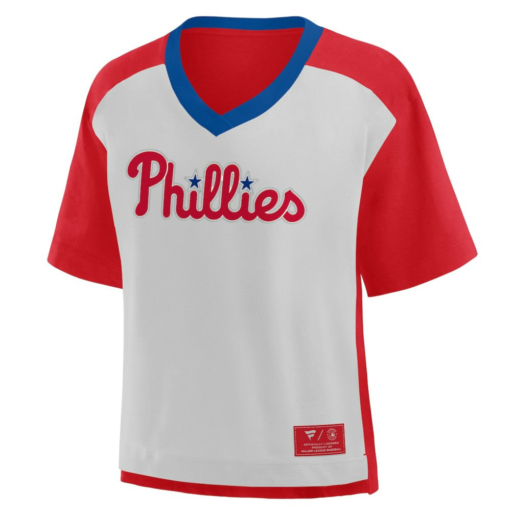 Philadelphia Phillies Fanatics Oversized Race To Win V-Neck T-Shirt - MLB