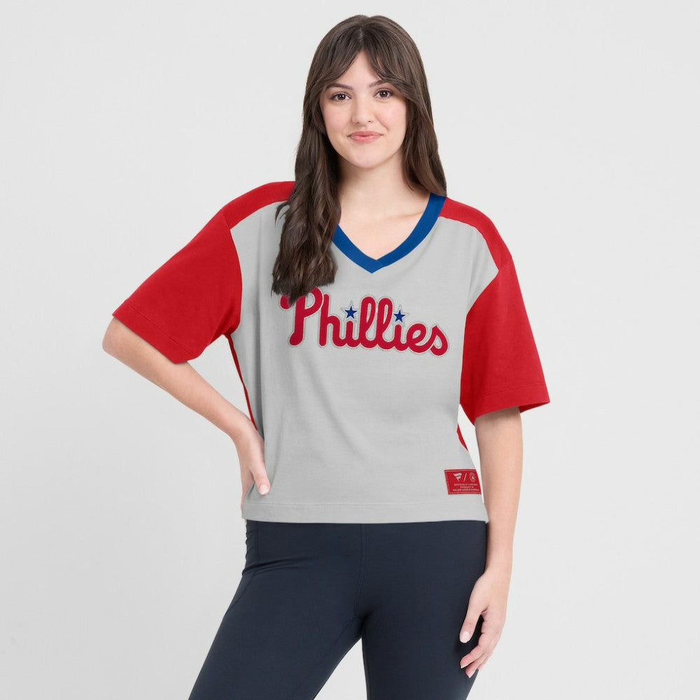 Philadelphia Phillies Fanatics Oversized Race To Win V-Neck T-Shirt - MLB
