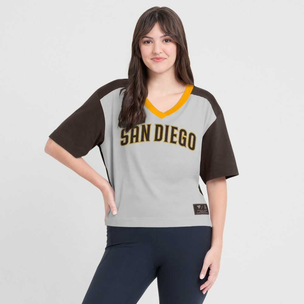 San Diego Padres Fanatics Oversized Race To Win V-Neck T-Shirt - MLB