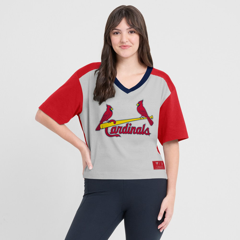 St. Louis Cardinals Fanatics Oversized Race To Win V-Neck T-Shirt - MLB