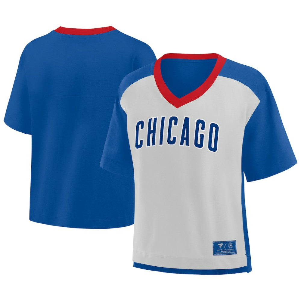 Chicago Cubs Fanatics Oversized Race To Win V-Neck T-Shirt - MLB