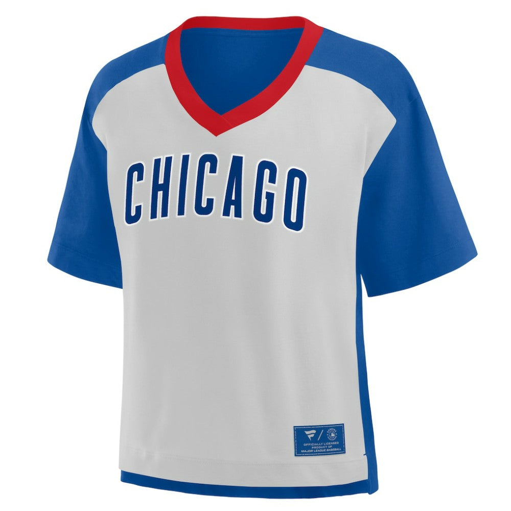Chicago Cubs Fanatics Oversized Race To Win V-Neck T-Shirt - MLB