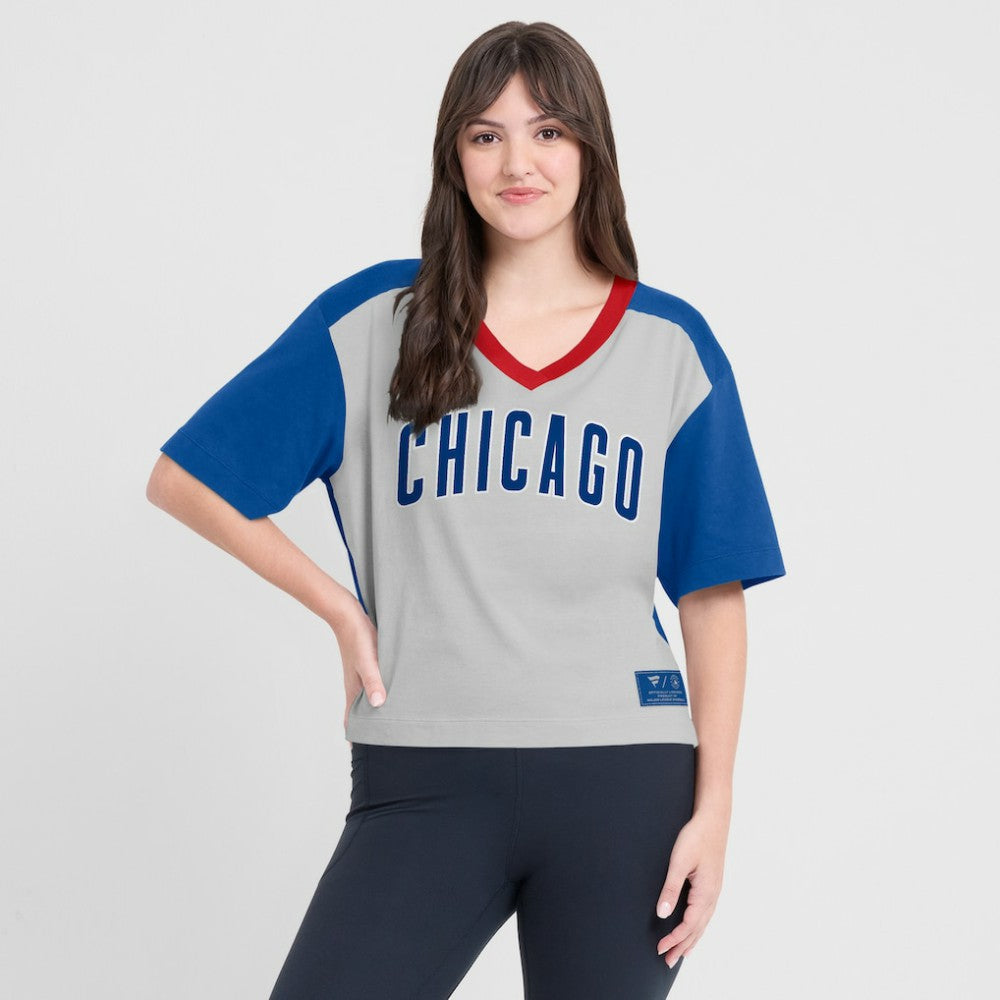 Chicago Cubs Fanatics Oversized Race To Win V-Neck T-Shirt - MLB