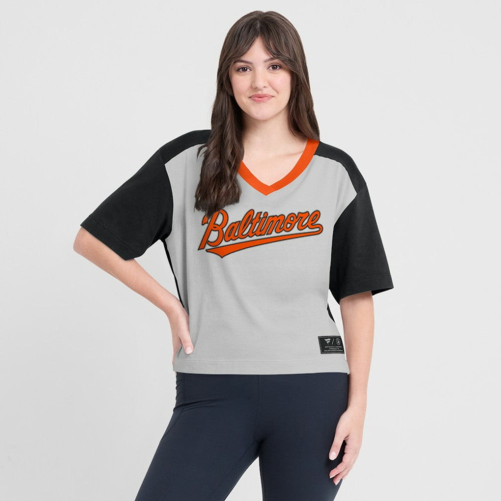 Baltimore Orioles Fanatics Oversized Race To Win V-Neck T-Shirt - MLB