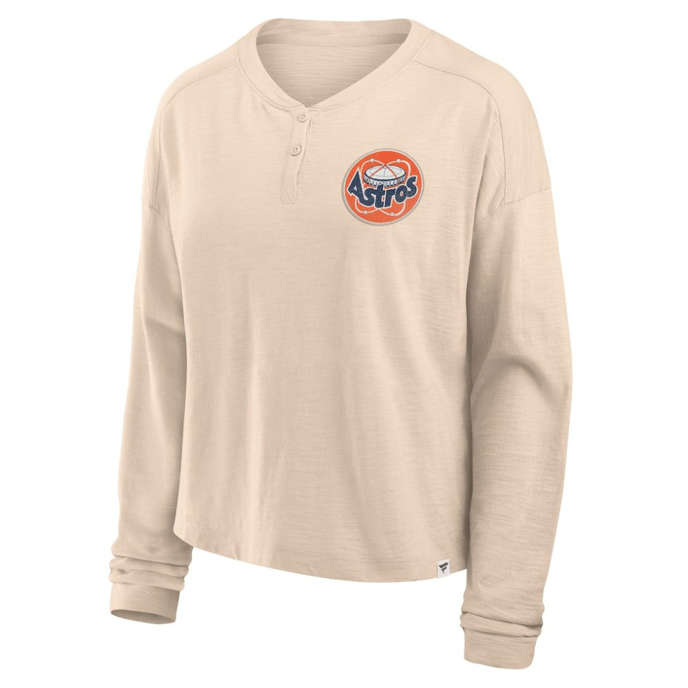 Houston Astros Fanatics Women's Oversized Stadium Slub Long Sleeve Henley T-Shirt - MLB