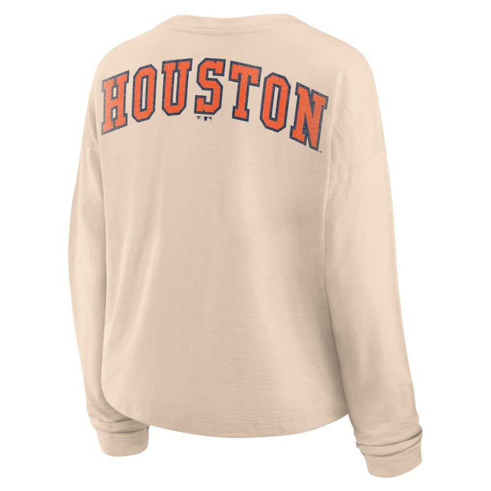 Houston Astros Fanatics Women's Oversized Stadium Slub Long Sleeve Henley T-Shirt - MLB