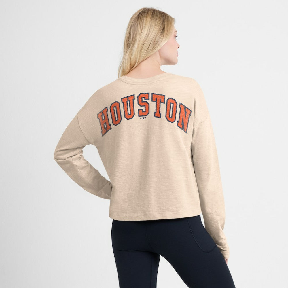 Houston Astros Fanatics Women's Oversized Stadium Slub Long Sleeve Henley T-Shirt - MLB