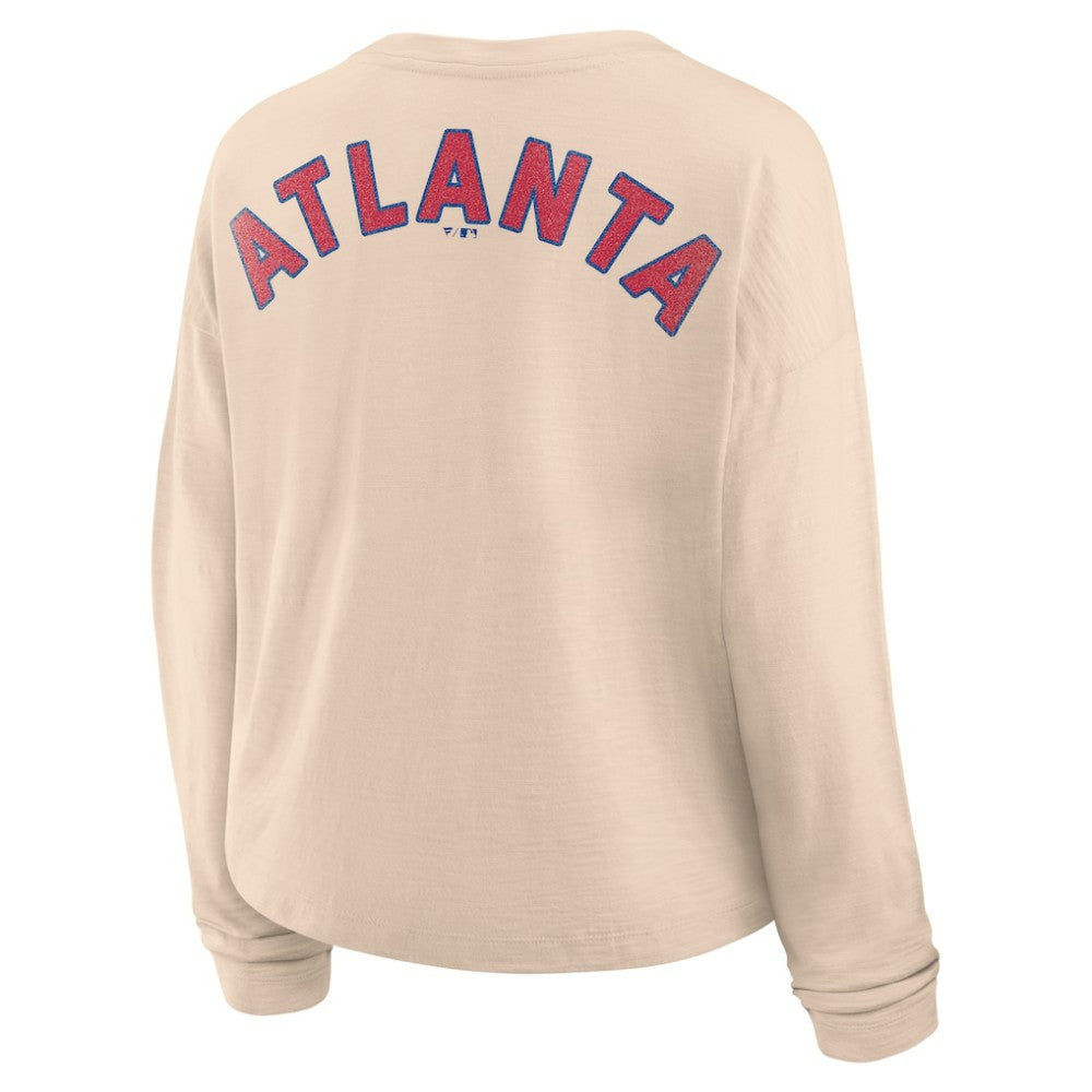 Atlanta Braves Fanatics Women's Oversized Stadium Slub Long Sleeve Henley T-Shirt - MLB