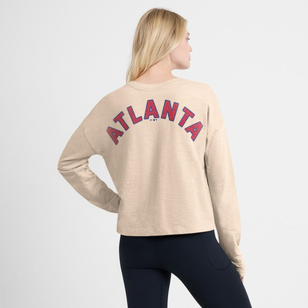 Atlanta Braves Fanatics Women's Oversized Stadium Slub Long Sleeve Henley T-Shirt - MLB