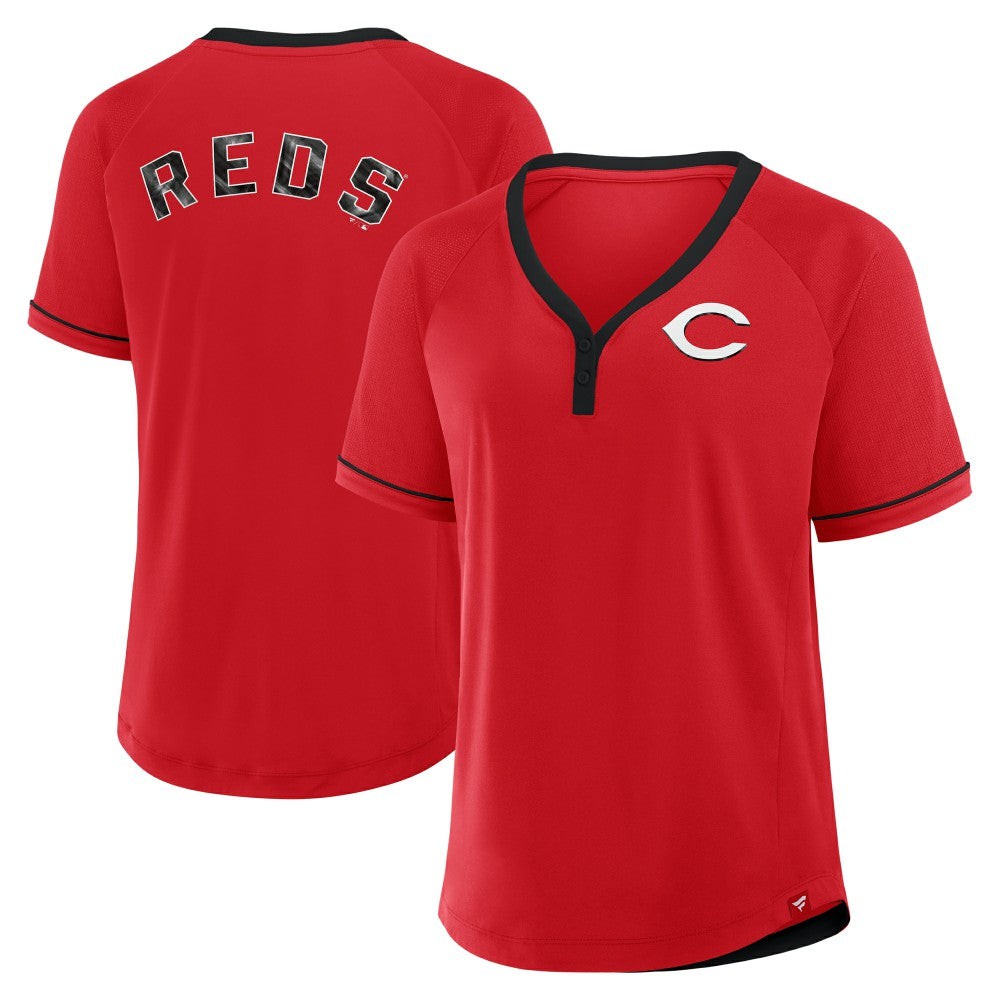 Cincinnati Reds Fanatics Women's League Diva Star Raglan V-Neck T-Shirt - MLB