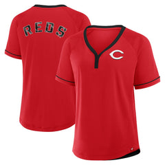 Cincinnati Reds Fanatics Women's League Diva Star Raglan V-Neck T-Shirt - MLB