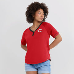 Cincinnati Reds Fanatics Women's League Diva Star Raglan V-Neck T-Shirt - MLB