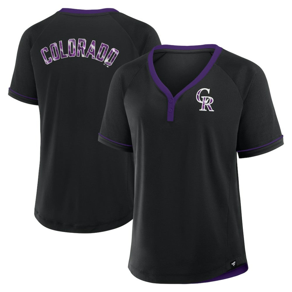 Colorado Rockies Fanatics Women's League Diva Star Raglan V-Neck T-Shirt - MLB