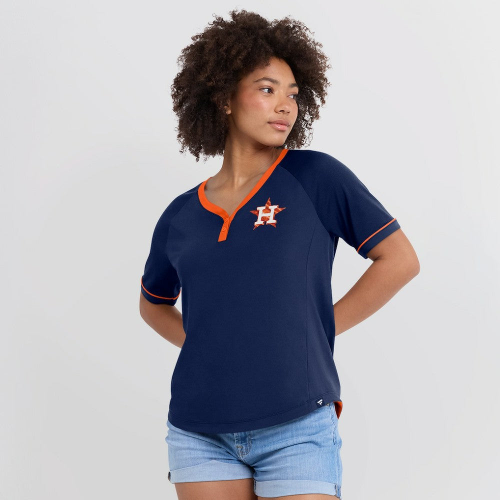 Houston Astros Fanatics Women's League Diva Star Raglan V-Neck T-Shirt - MLB