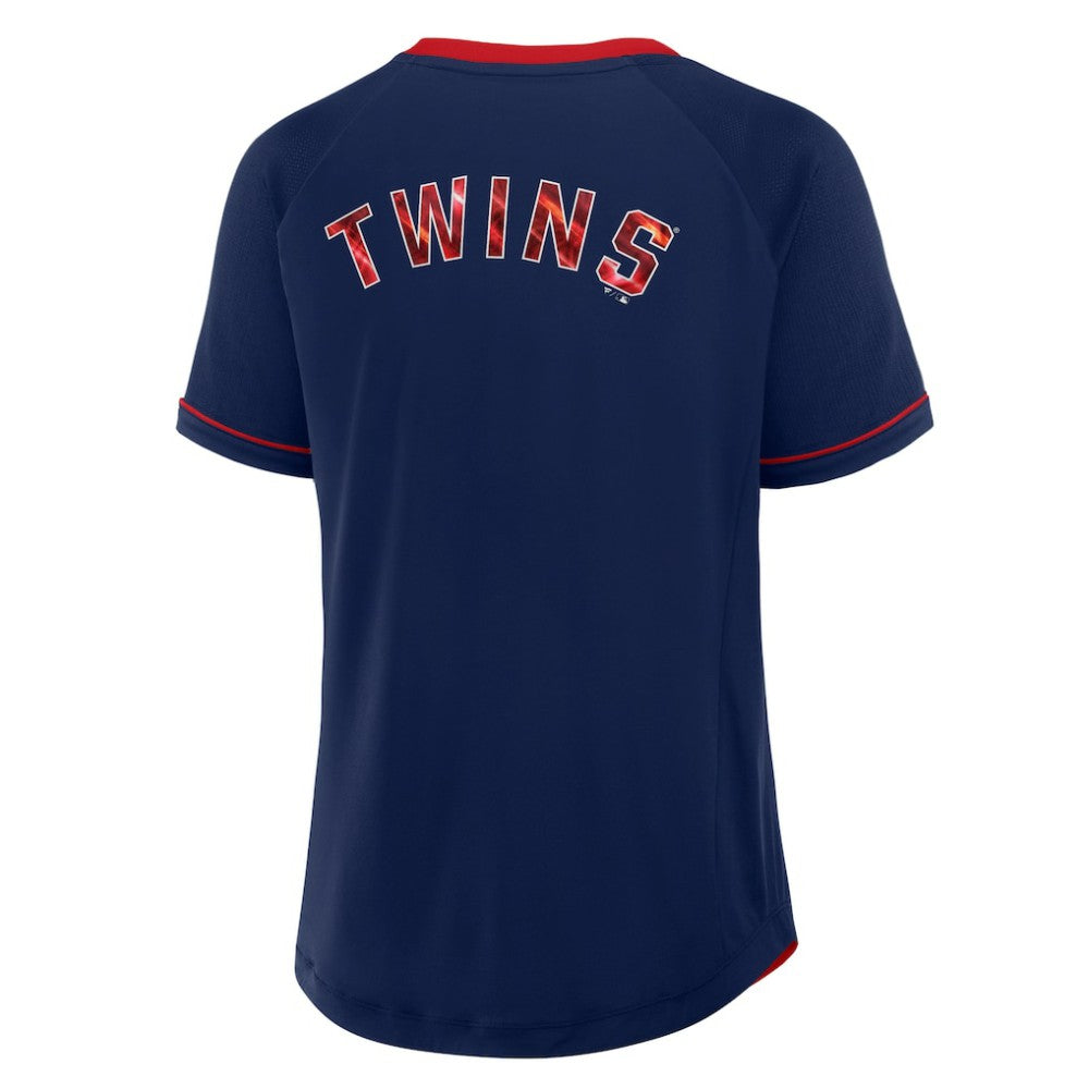 Minnesota Twins Fanatics Women's League Diva Star Raglan V-Neck T-Shirt - MLB