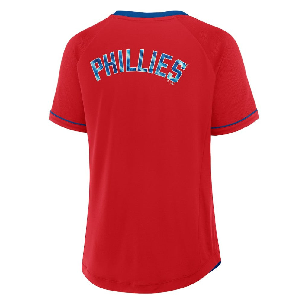 Philadelphia Phillies Fanatics Women's League Diva Star Raglan V-Neck T-Shirt - MLB