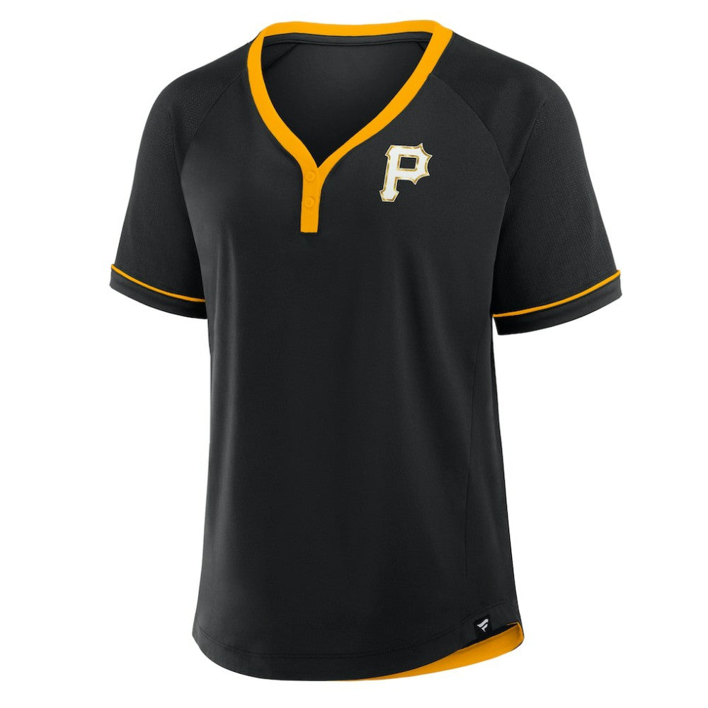 Pittsburgh Pirates Fanatics Women's League Diva Star Raglan V-Neck T-Shirt - MLB