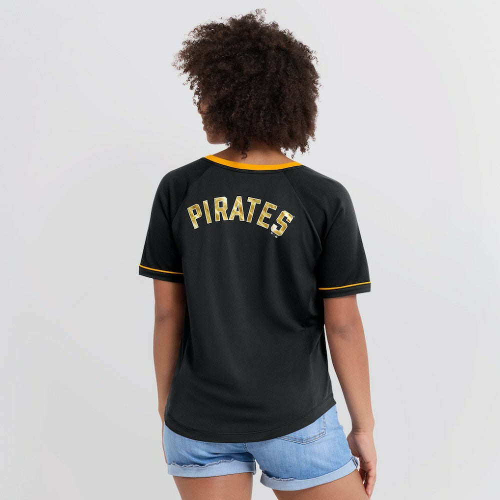 Pittsburgh Pirates Fanatics Women's League Diva Star Raglan V-Neck T-Shirt - MLB